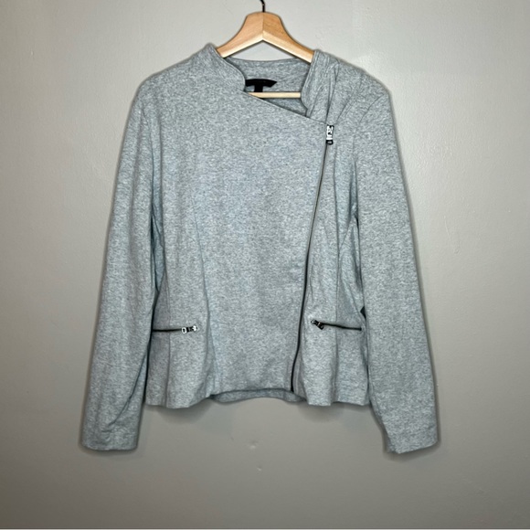 Banana Republic Jackets & Blazers - Banana Republic Asymmetrical Grey Long Sleeve Zip Fleece Jacket Size Large